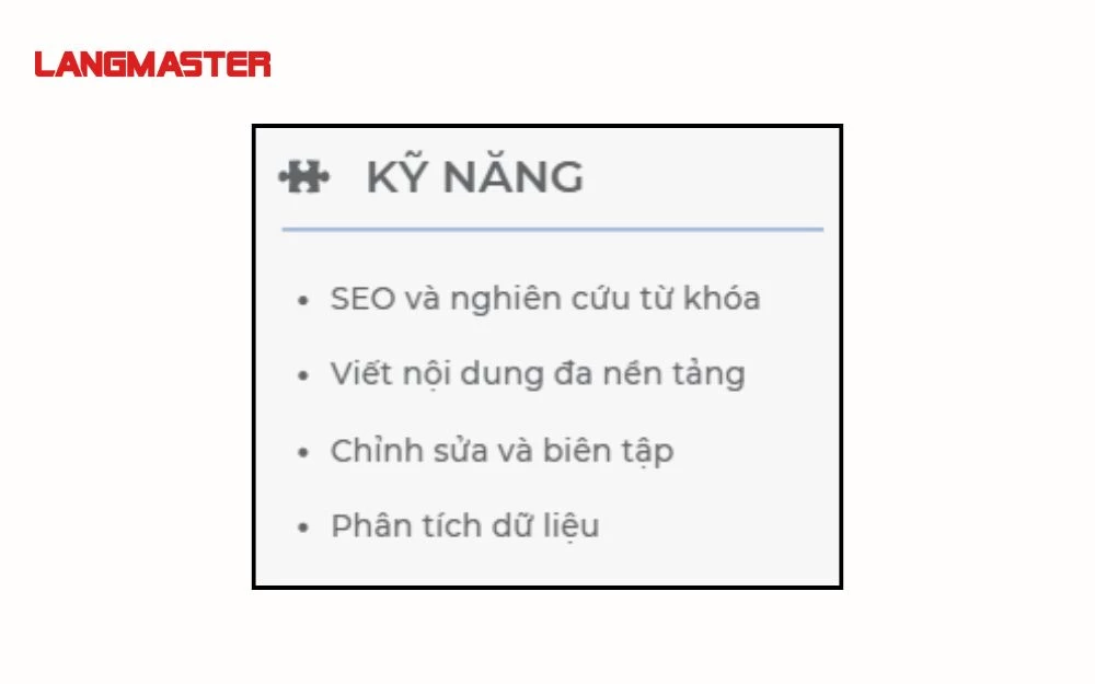 Cách viết chi tiết phần kỹ năng trong CV Content Marketing