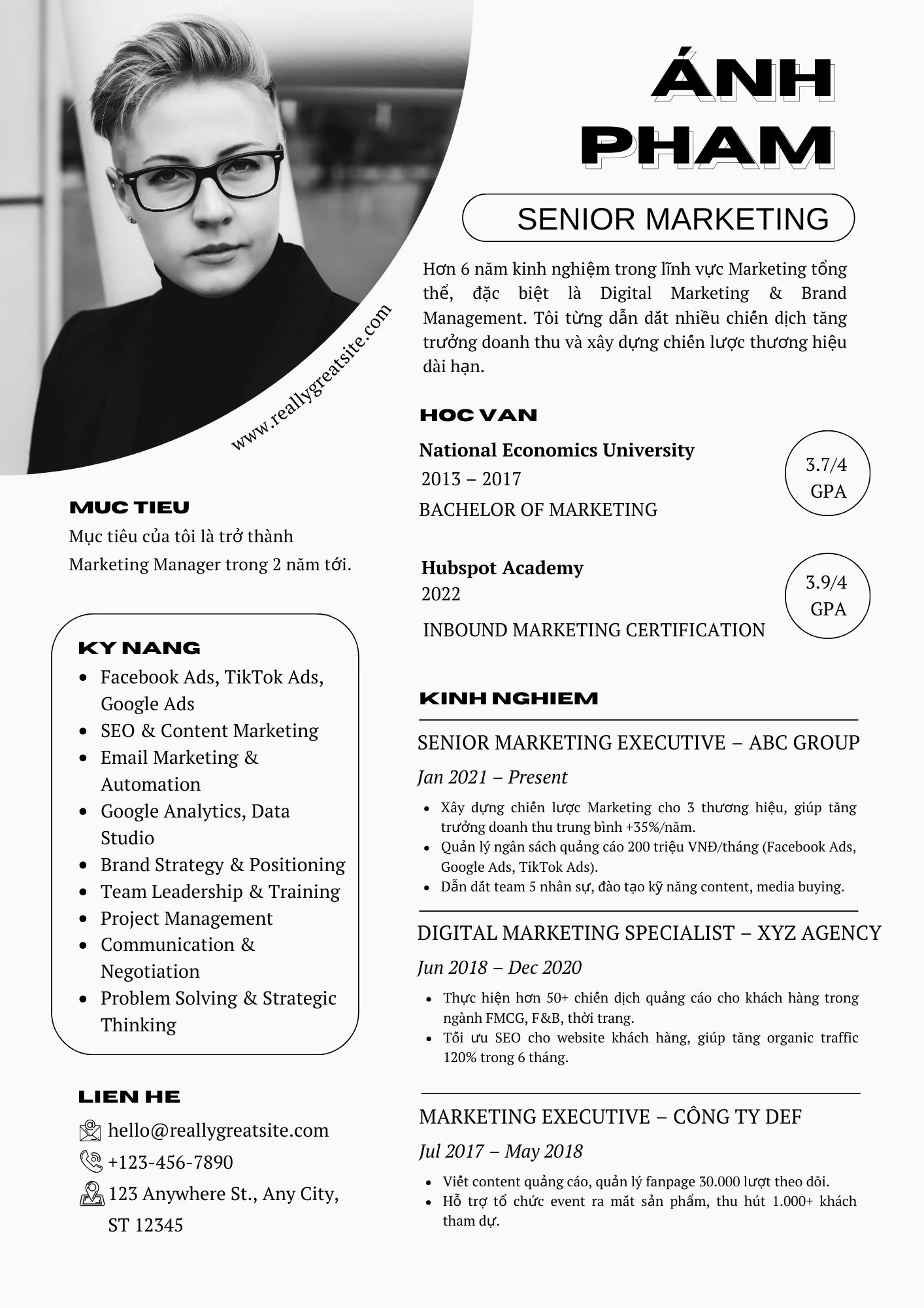Mẫu CV Marketing theo chuyên môn