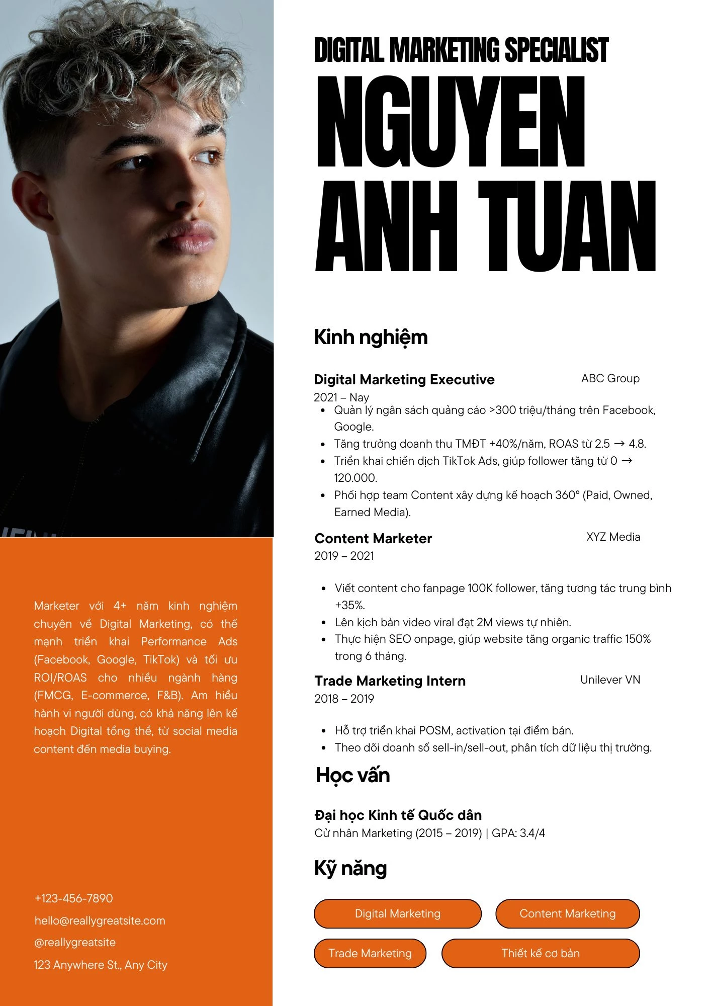 Mẫu CV Marketing cho Senior Marketer