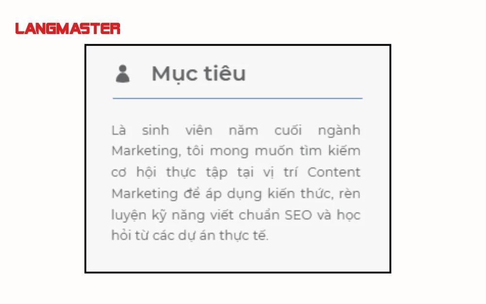 Mẫu mục tiêu nghề nghiệp trong CV Content Marketing
