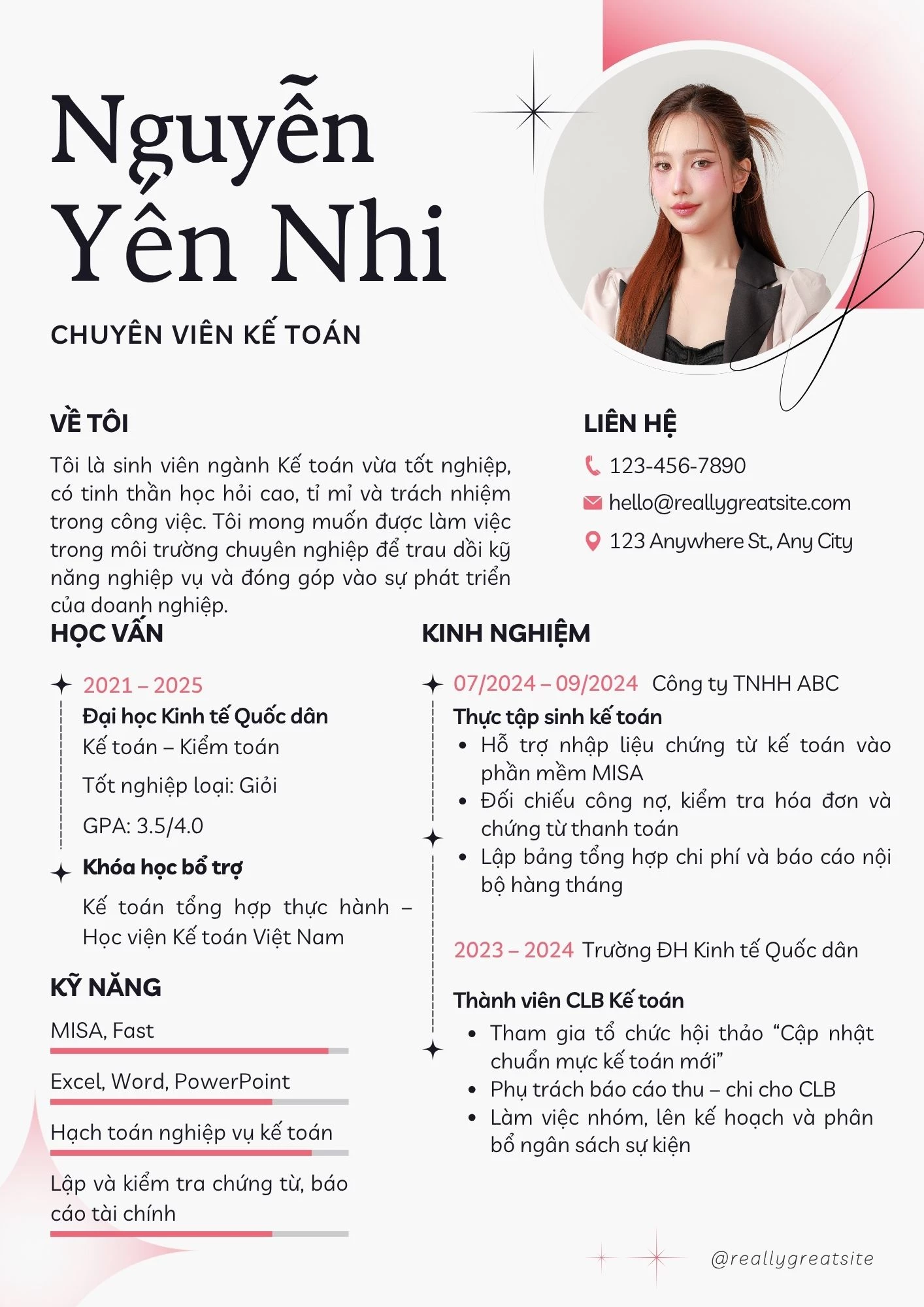 CV kế toán cho sinh viên mới ra trường