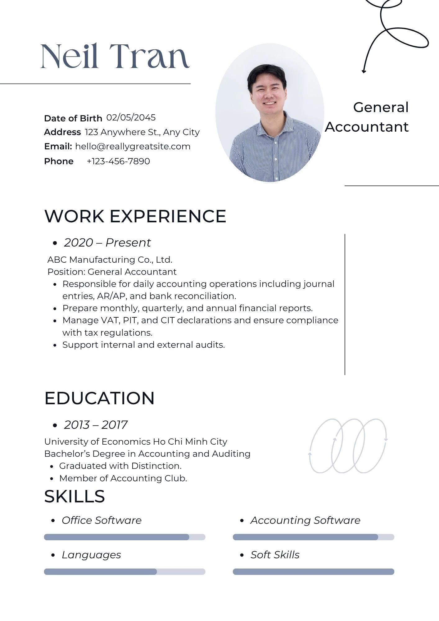 CV kế toán bằng tiếng anh