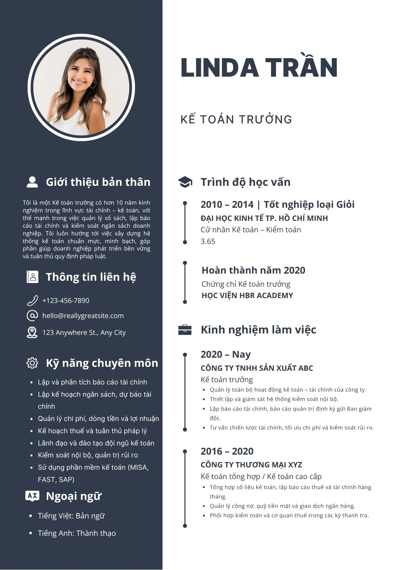 CV Kế toán trưởng
