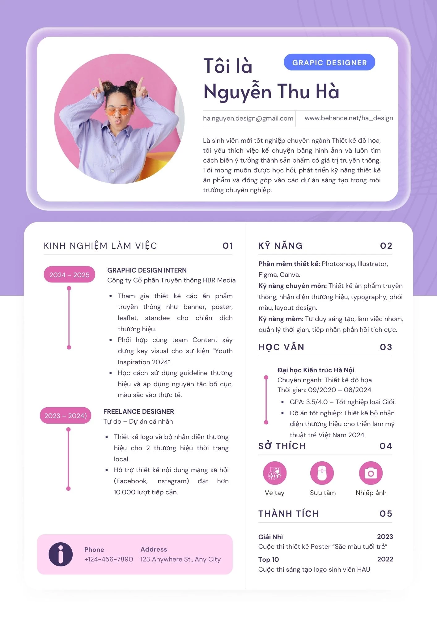 Mẫu CV thiết kế đồ họa cho sinh viên mới ra trường