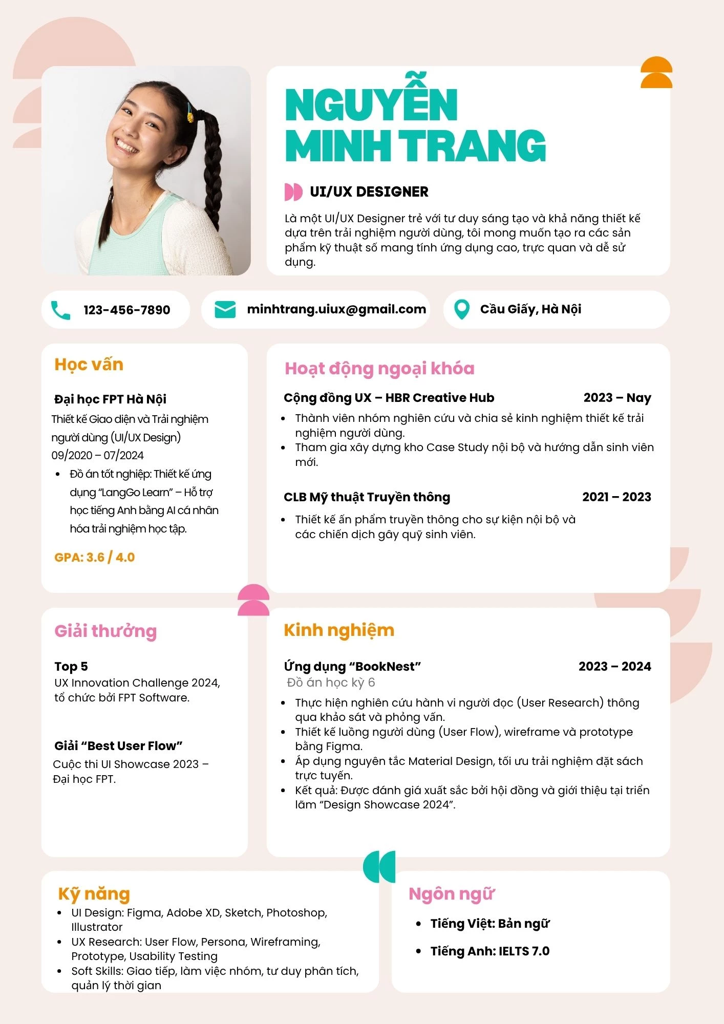 Mẫu CV UI/UX Designer