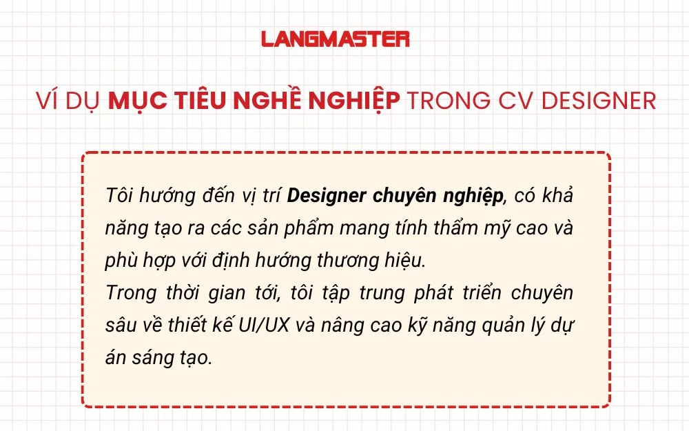 Ví dụ phần Mục tiêu nghề nghiệp trong CV Designer