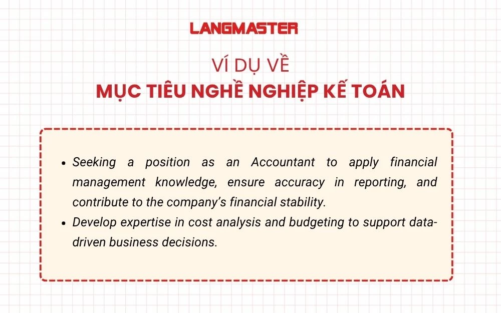 Ví dụ về mục tiêu nghề nghiệp Kế Toán bằng tiếng Anh