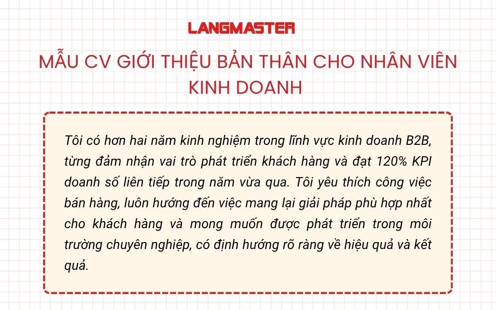 Mẫu CV giới thiệu bản thân cho nhân viên kinh doanh
