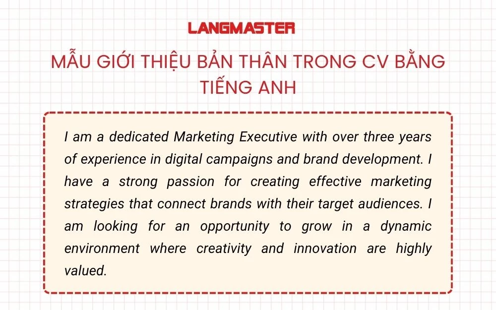 Mẫu giới thiệu bản thân trong CV bằng tiếng Anh