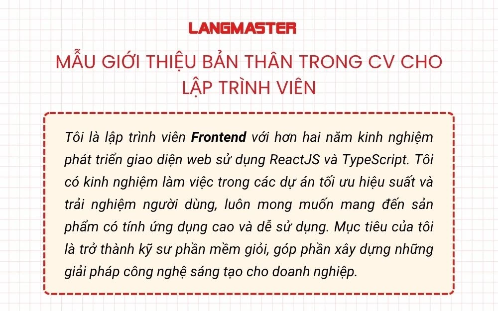Mẫu giới thiệu bản thân trong CV lập trình viên