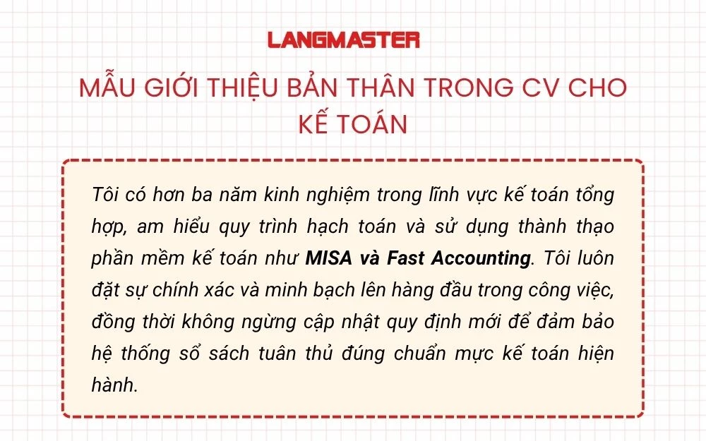 Mẫu giới thiệu bản thân trong CV cho kế toán