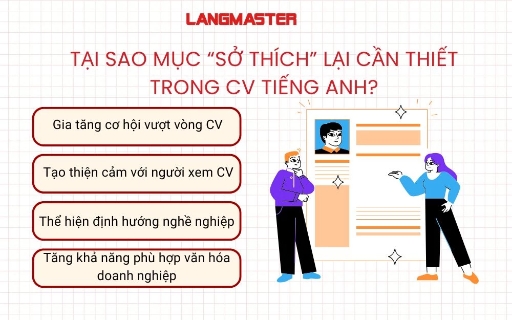 Lợi ích của việc sở thích trong CV tiếng Anh
