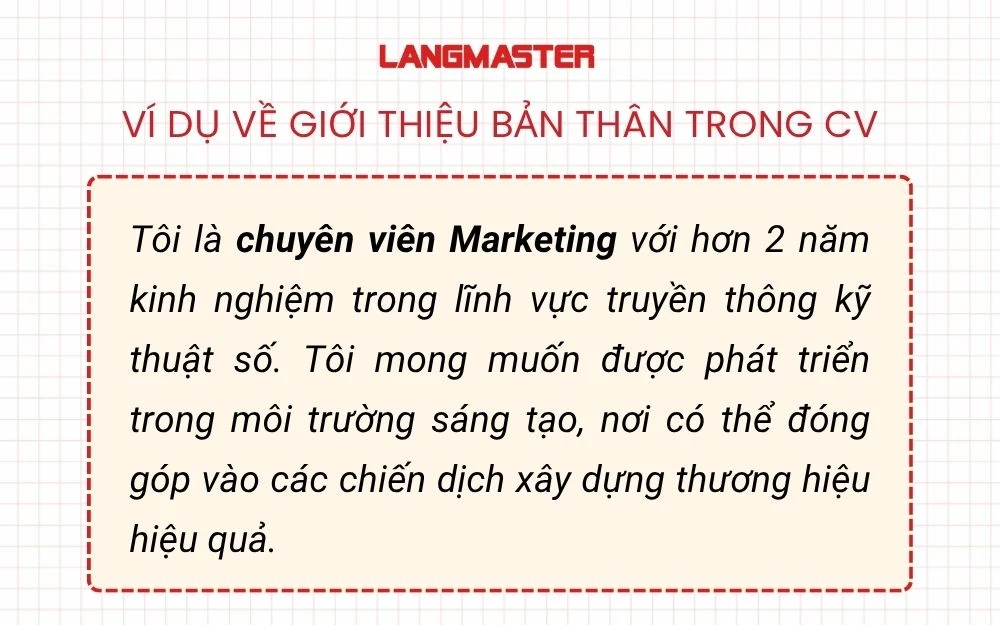 Ví dụ về phần Giới thiệu bản thân trong CV