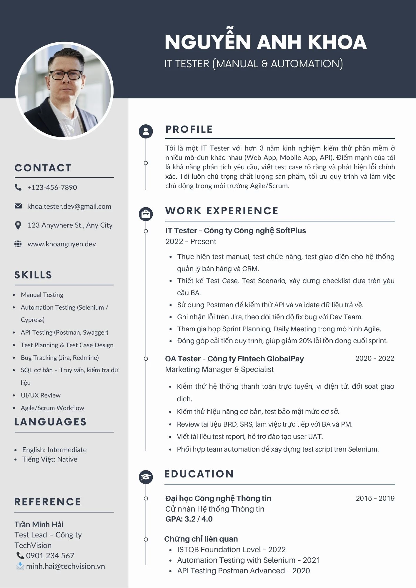 Mẫu CV IT Tester