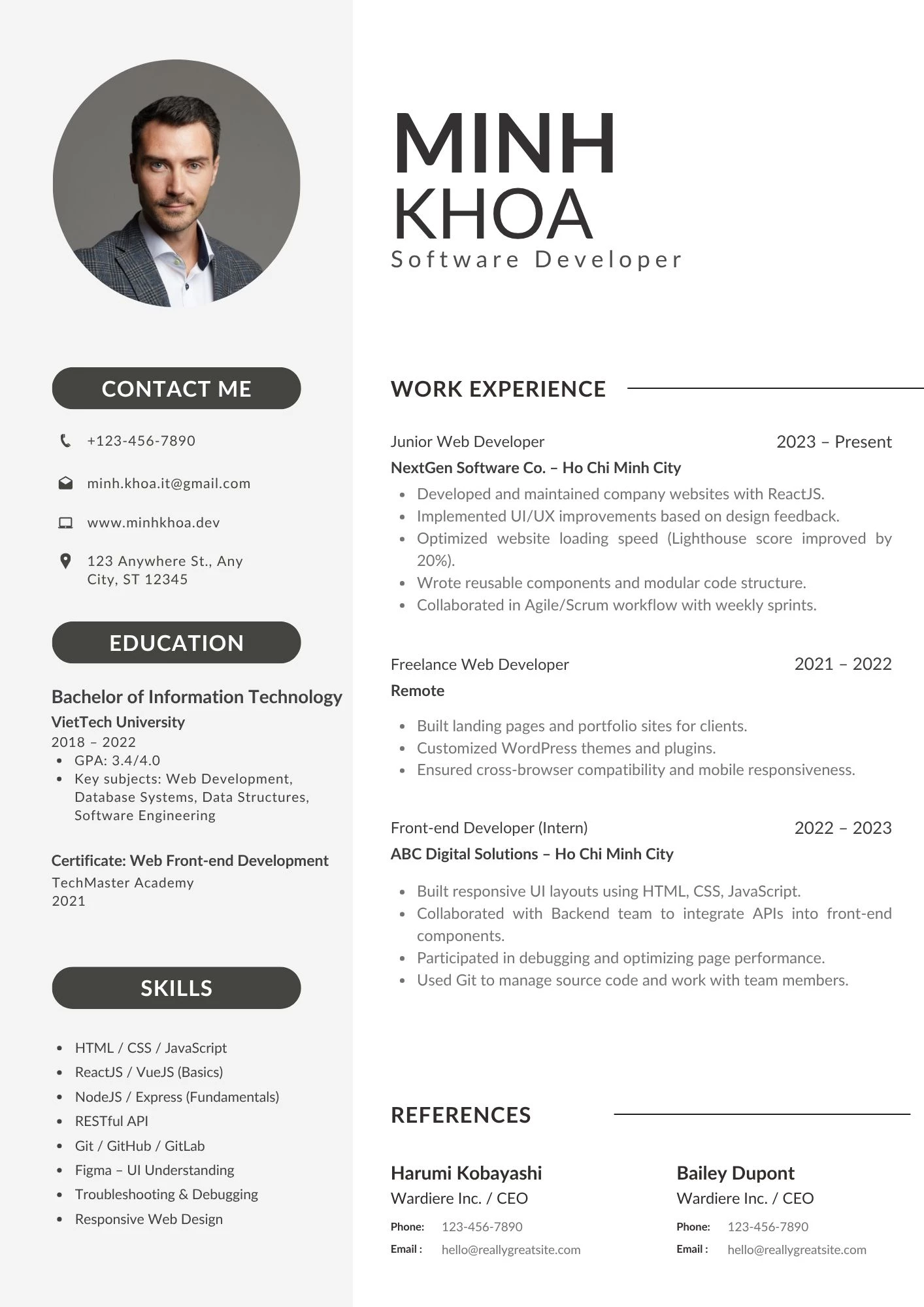 Mẫu CV xin việc IT bằng tiếng Anh