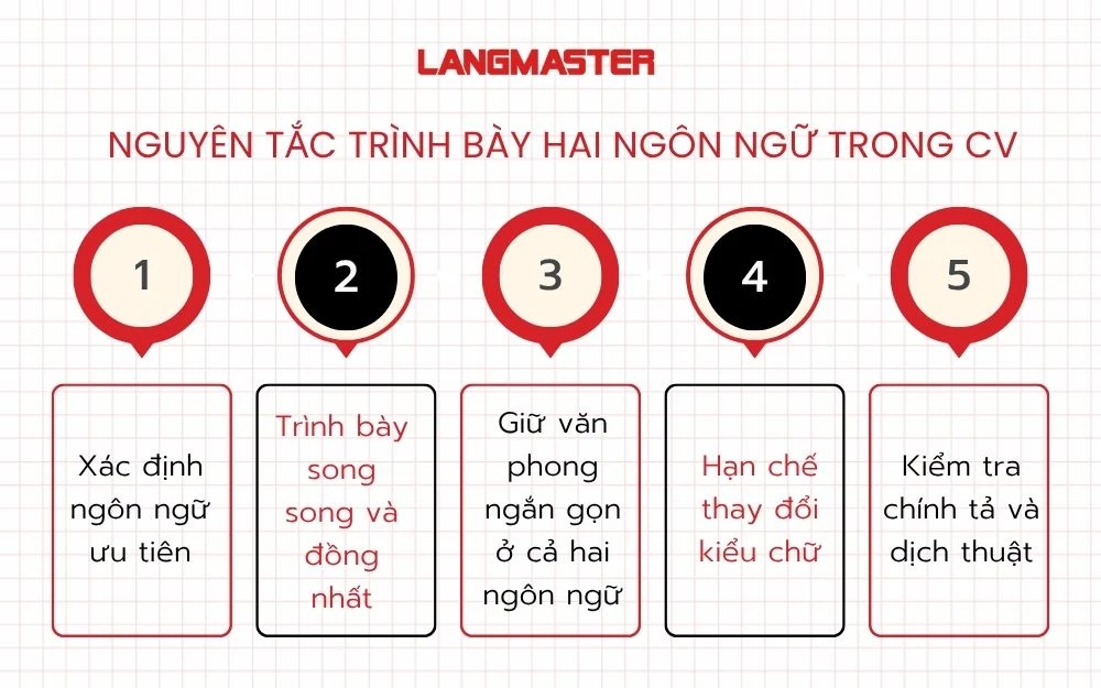 5 Nguyên tắc khi trình bày hai ngôn ngữ trong CV