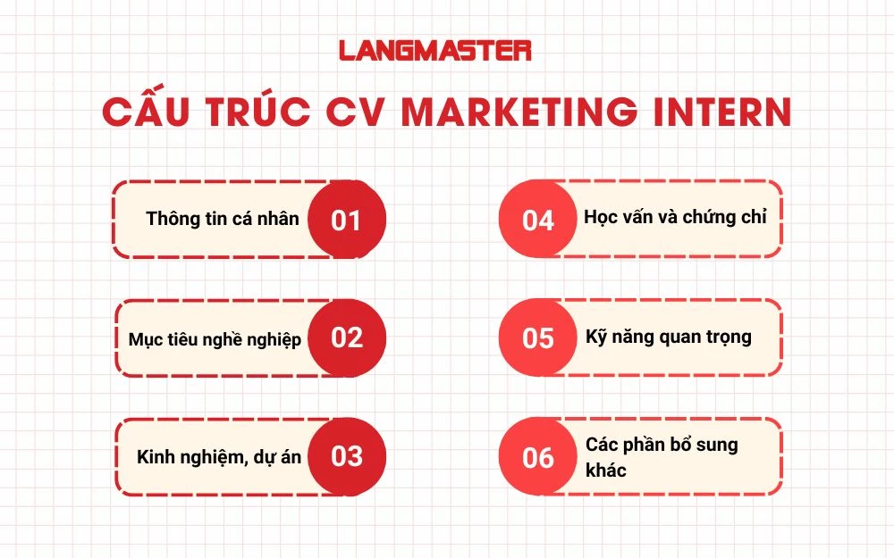 Cấu trúc 6 phần của CV Marketing Intern