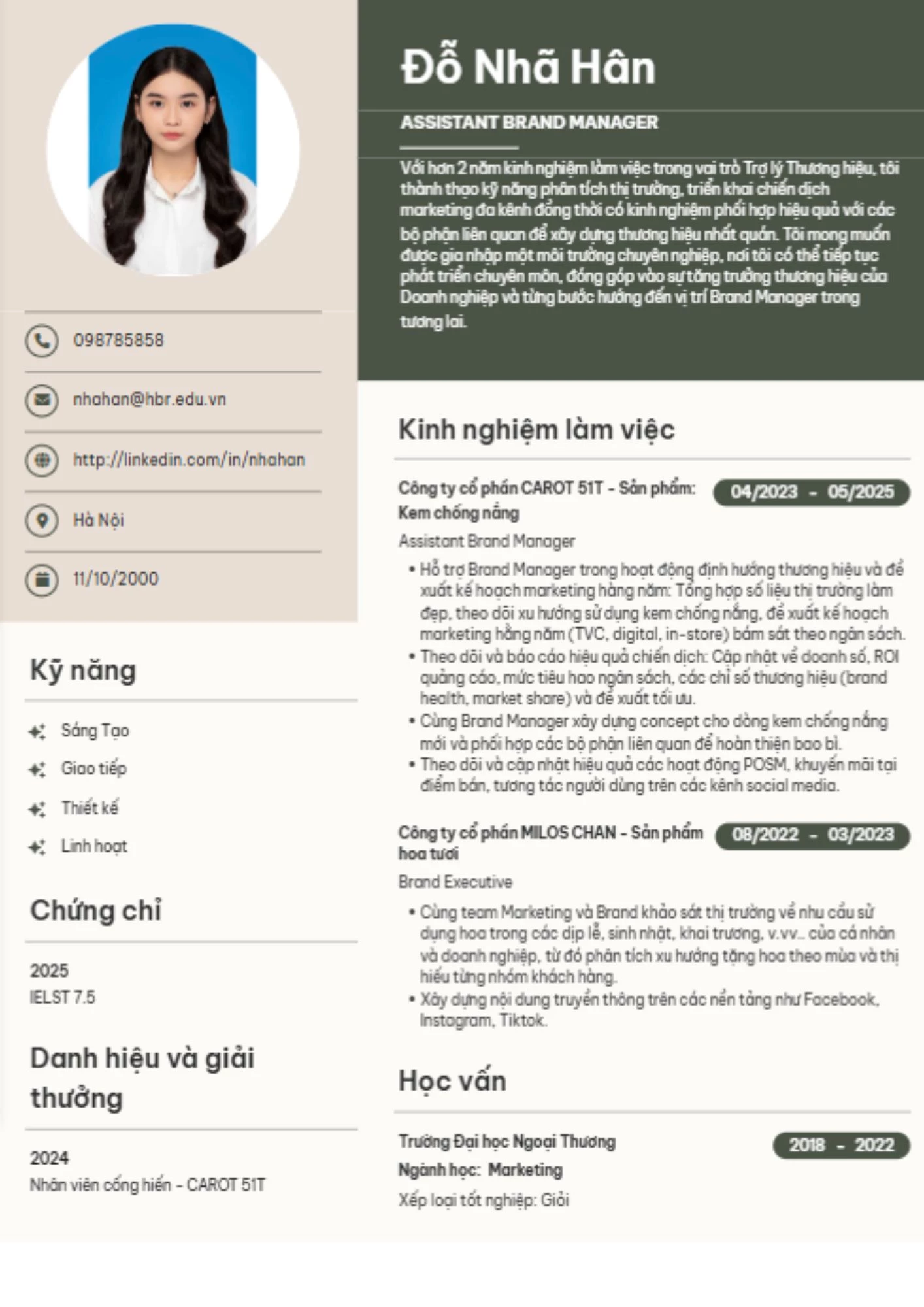 Mẫu CV chuẩn ATS