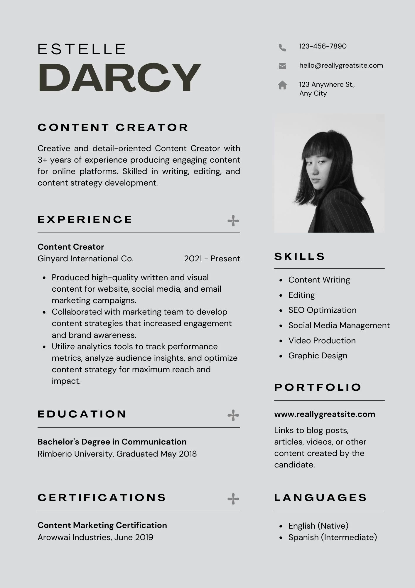 Mẫu CV Digital Marketing Content Creator