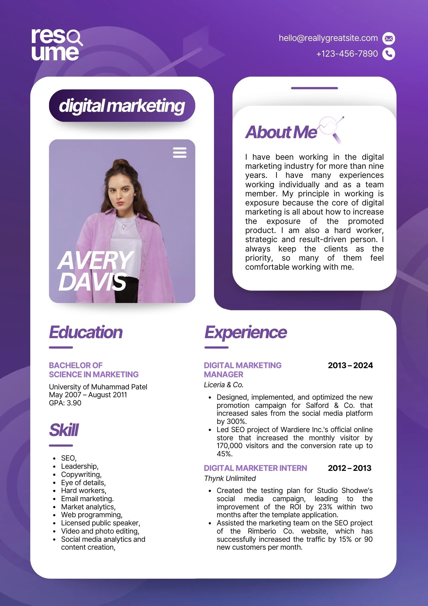Mẫu CV Digital Marketing bằng tiếng Anh