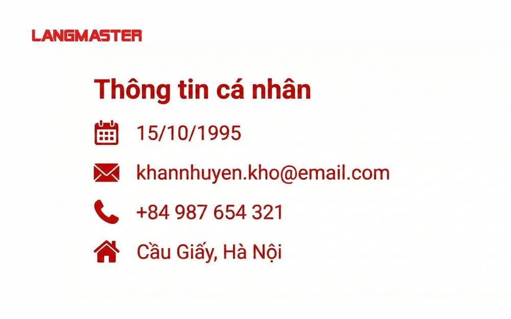 Mẫu Thông tin cá nhân nhân viên kho