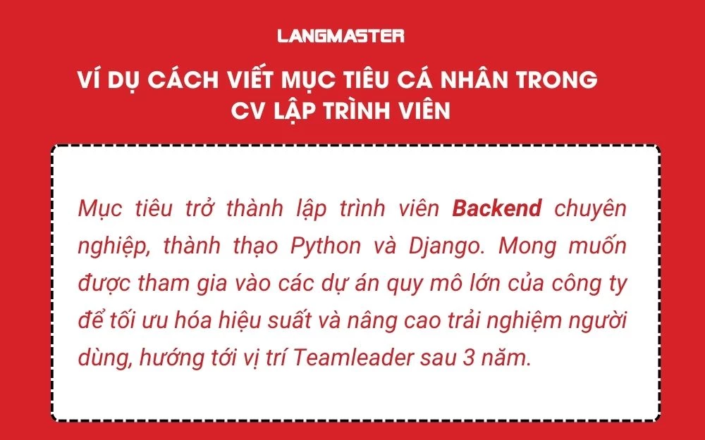 Ví dụ tham khảo (cho vị trí Junior Developer)