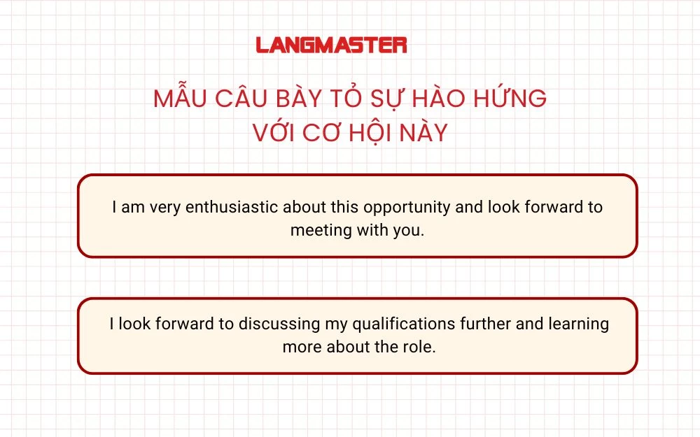 Mẫu câu bày tỏ sự hào hứng với cơ hội