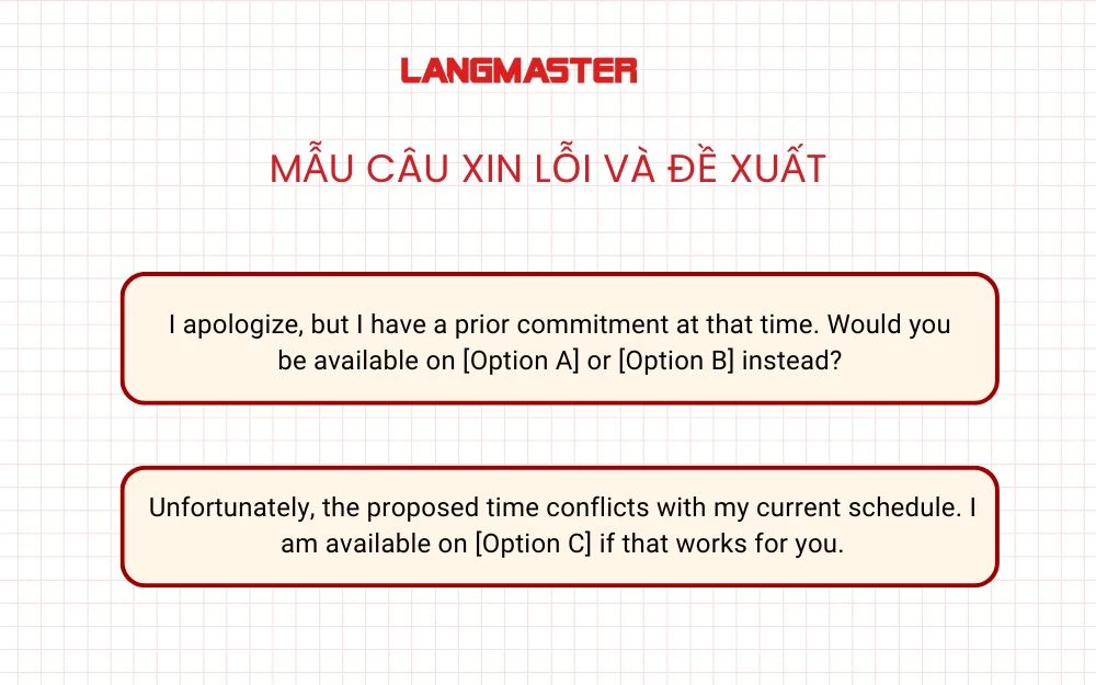Mẫu câu xin lỗi và đề xuất