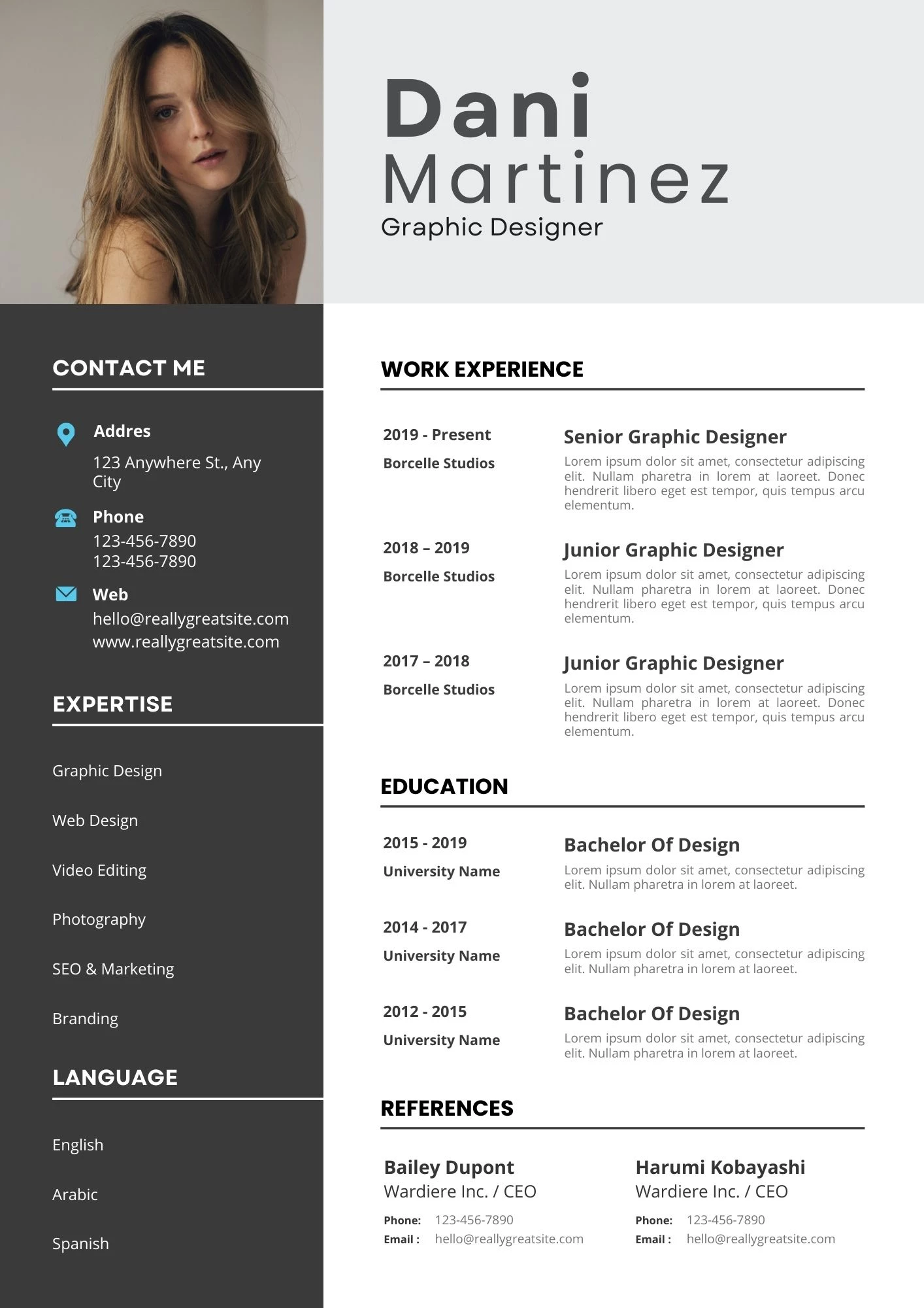 Mẫu CV tiếng Anh dành cho khối ngành Sáng tạo