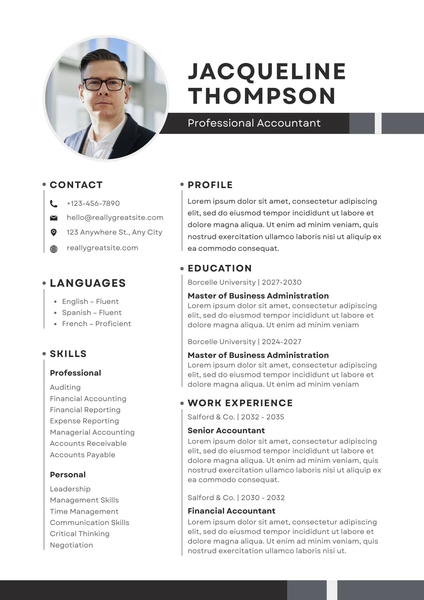 CV kế toán trưởng cho ứng viên nhiều năm kinh nghiệm trong ngành