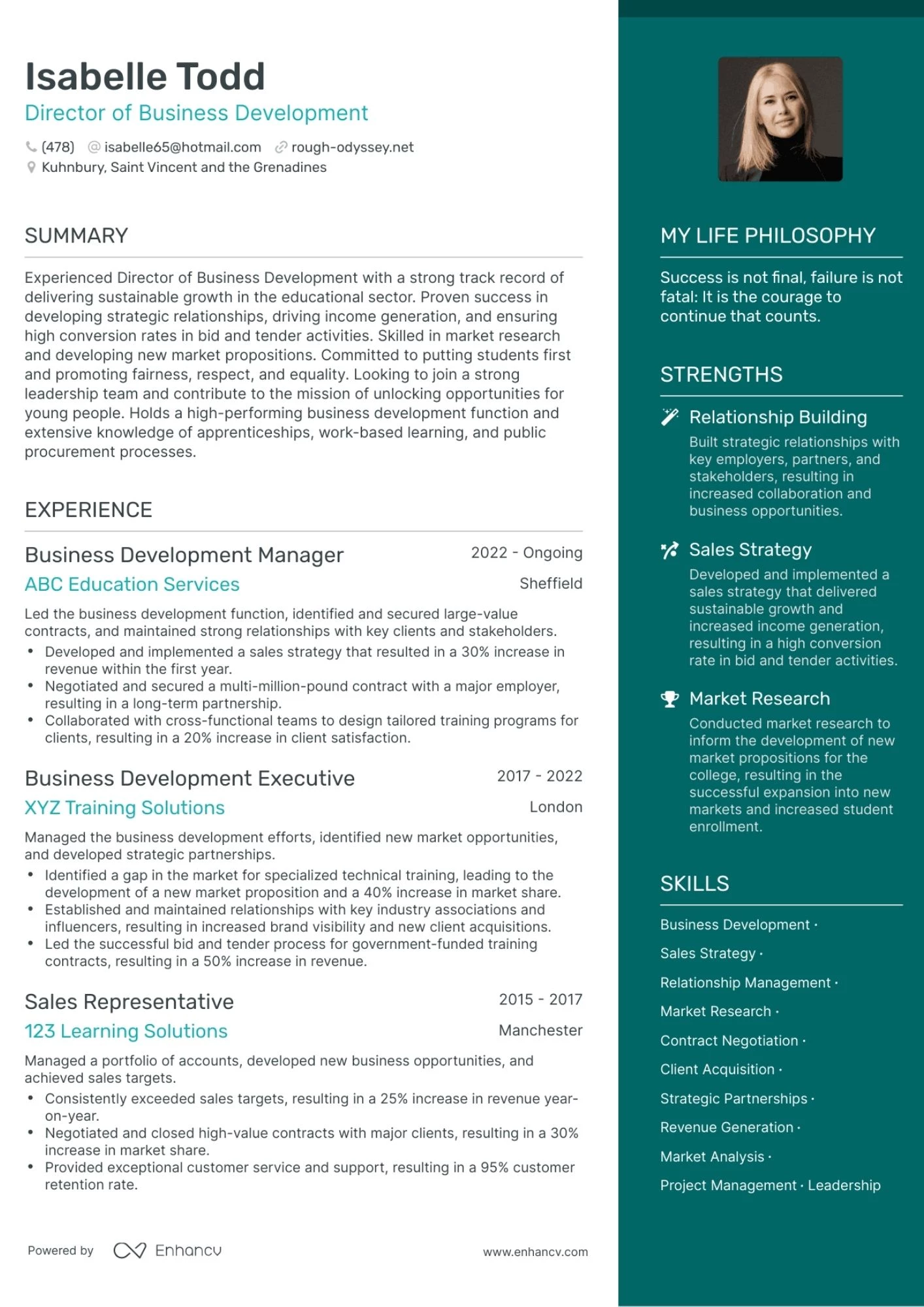 Mẫu CV giám đốc kinh doanh bố cục rõ ràng, chuyên nghiệp