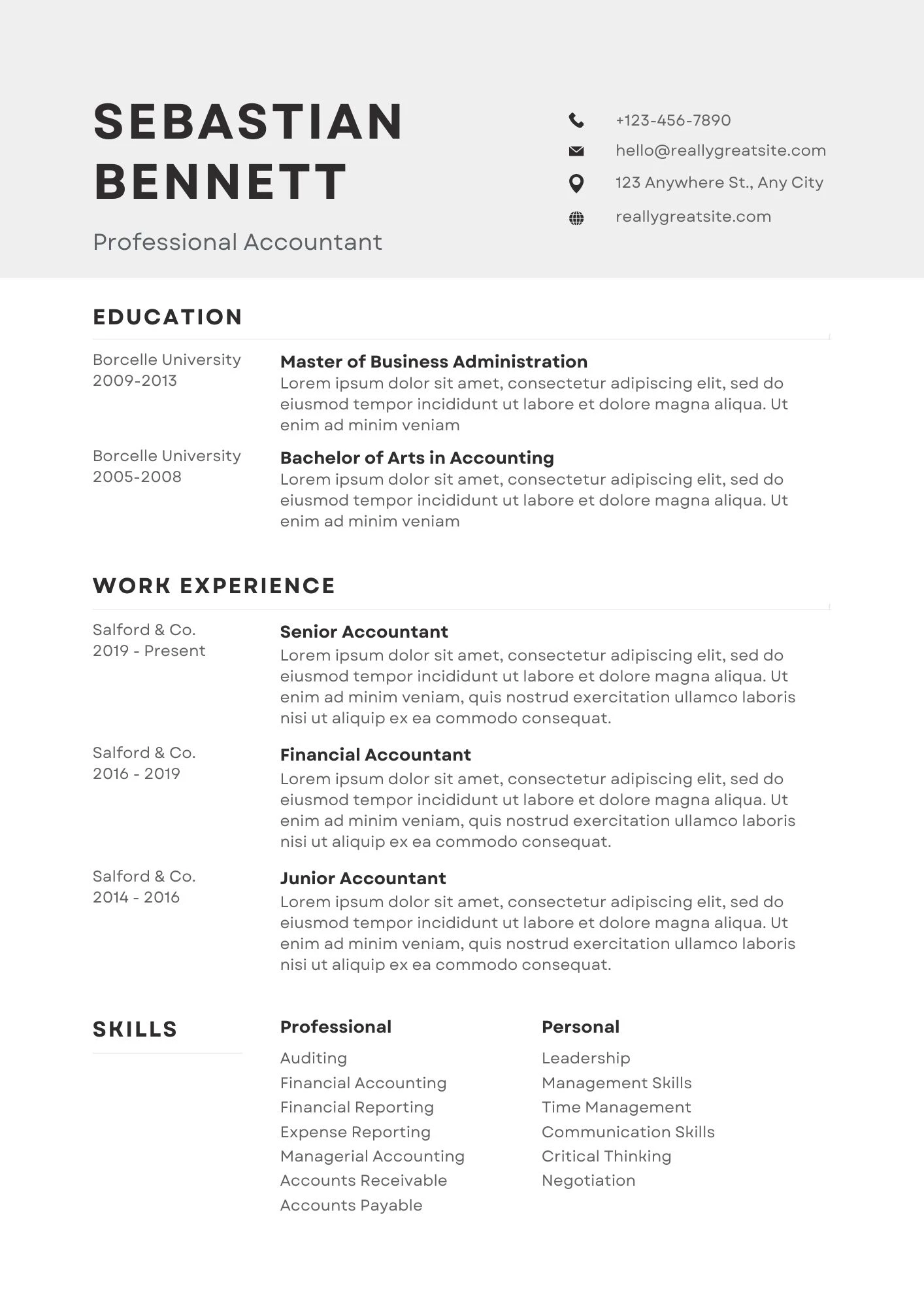 Mẫu CV kế toán trưởng song ngữ, tối ưu cho môi trường quốc tế