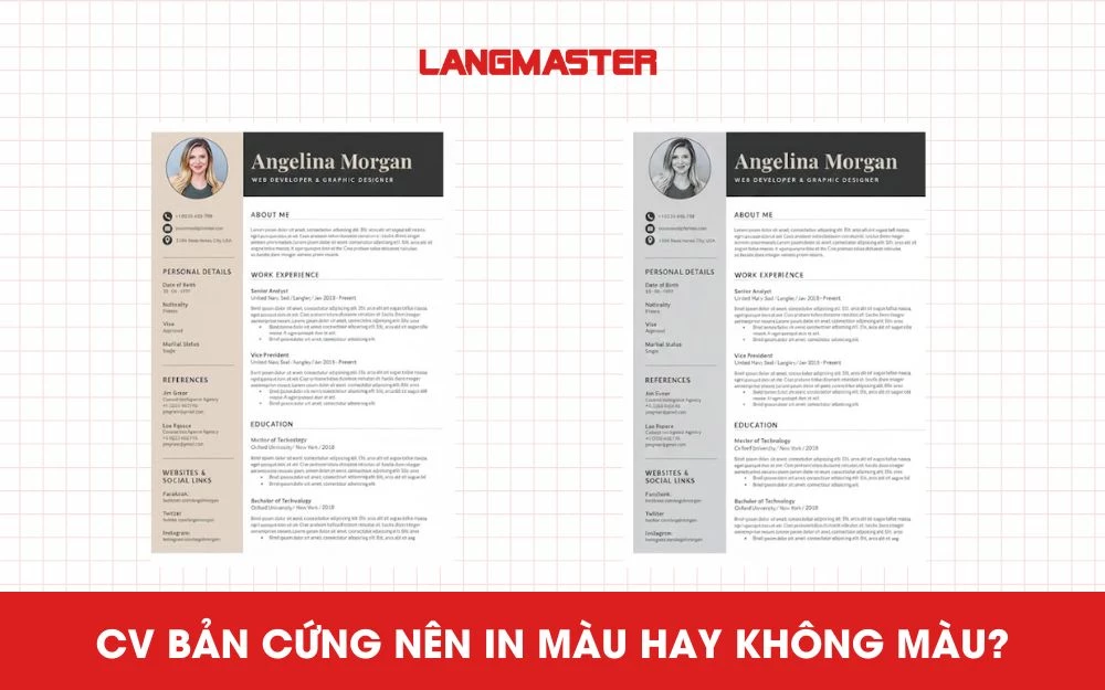 CV bản cứng có thể in màu hoặc không tùy theo yêu cầu hay sở thích cá nhân