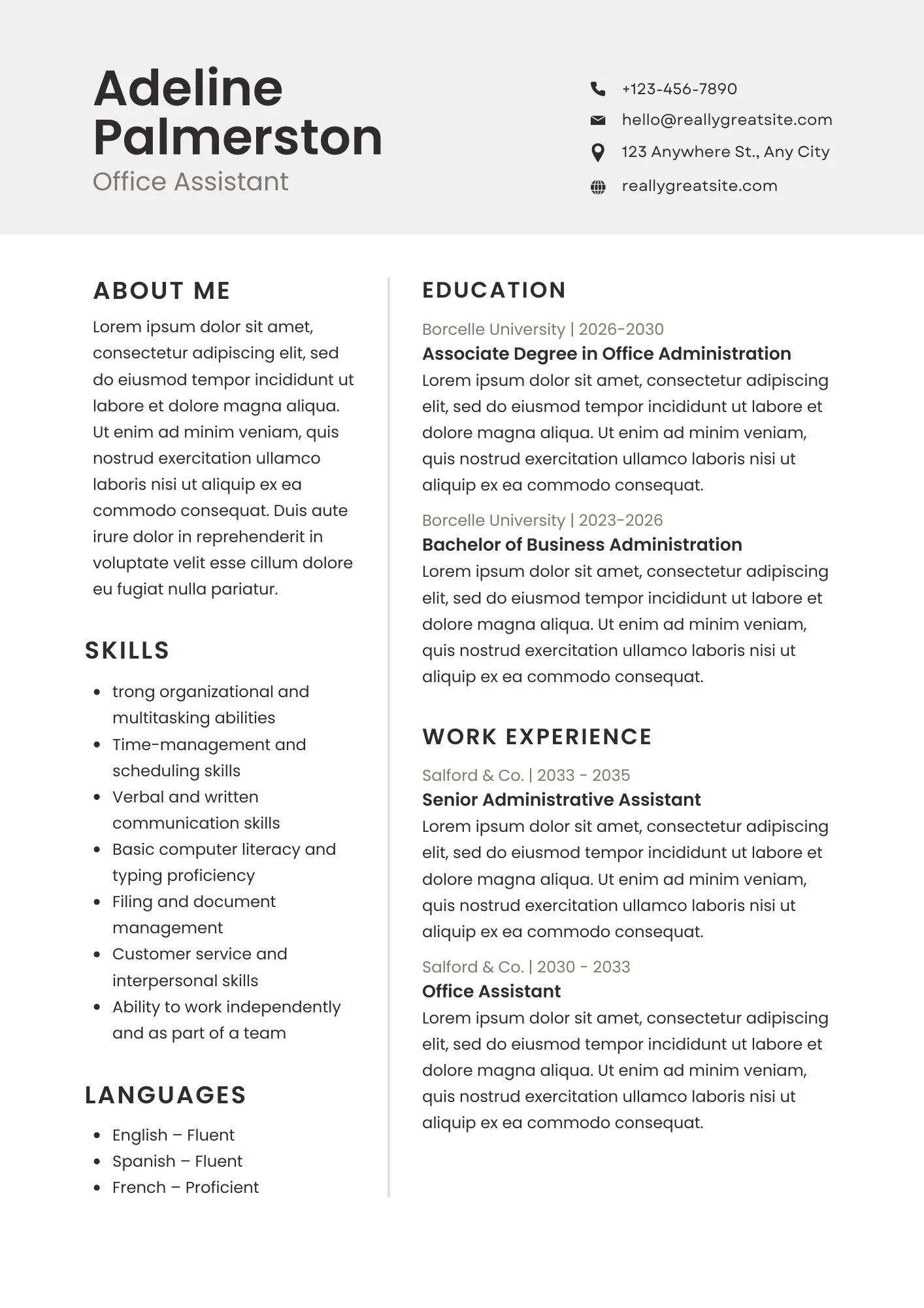 CV nhân viên văn phòng đơn giản nhưng đầy đủ thông tin