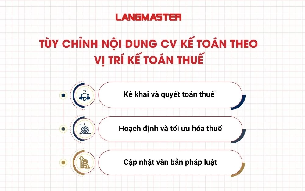 Tùy chỉnh nội dung CV kế toán theo vị trí Kế toán thuế