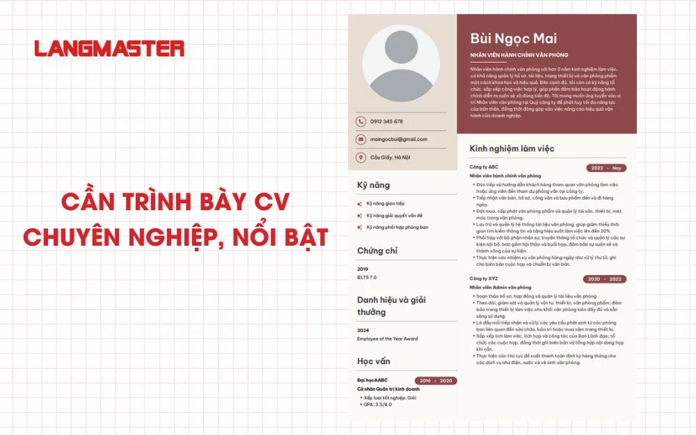 Cần trình bày CV chuyên nghiệp, nổi bật