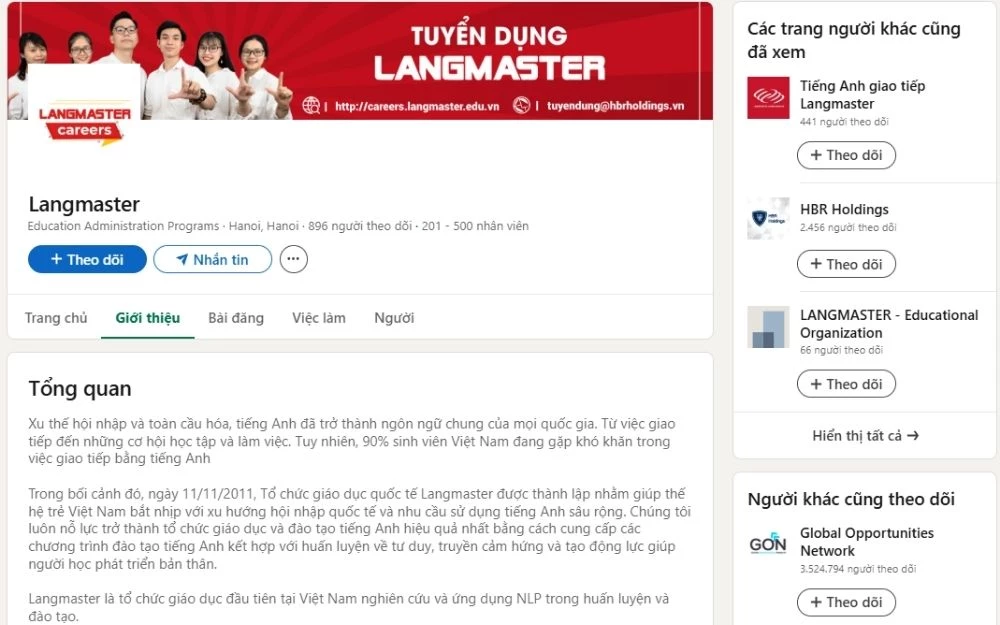 Linkedin là mạng xã hội toàn cầu dành cho ứng viên kết nối với doanh nghiệp