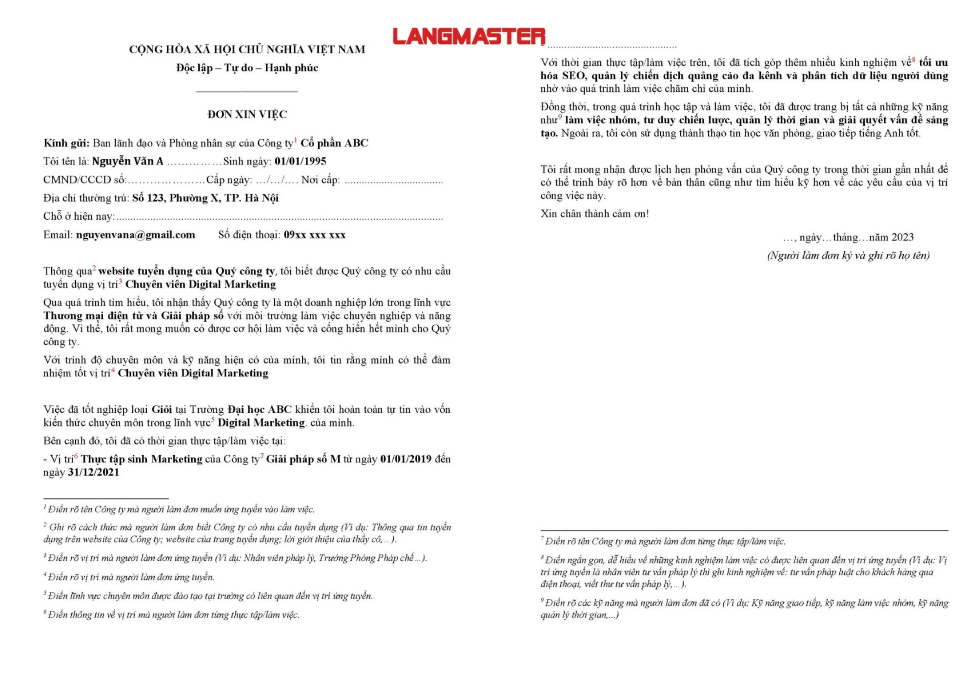 Kỹ thuật trình bày đơn xin việc ngắn gọn, chuyên nghiệp