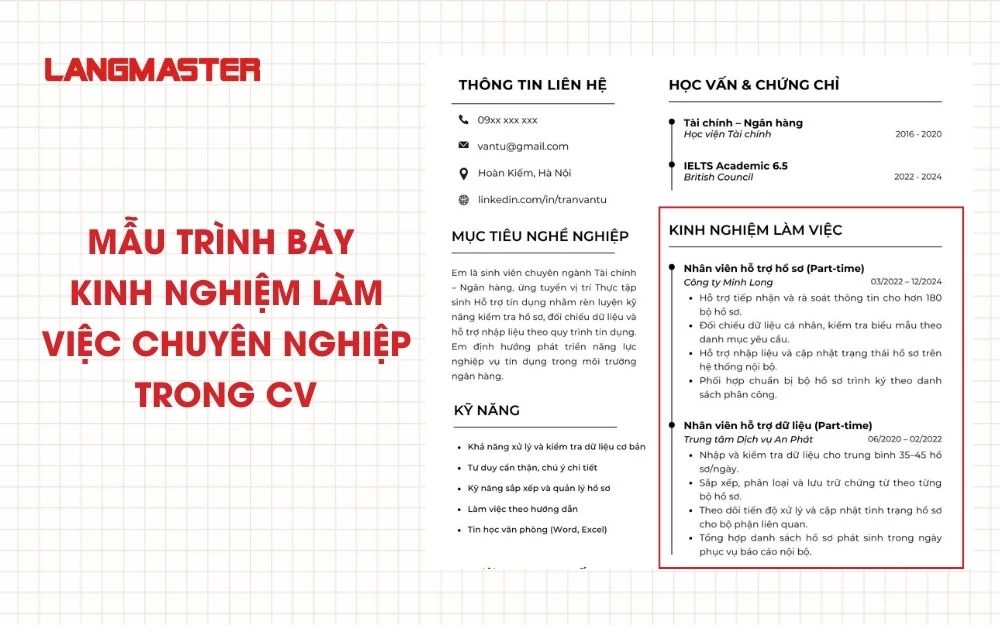 Cách thể hiện kinh nghiệm làm việc thuyết phục trong CV
