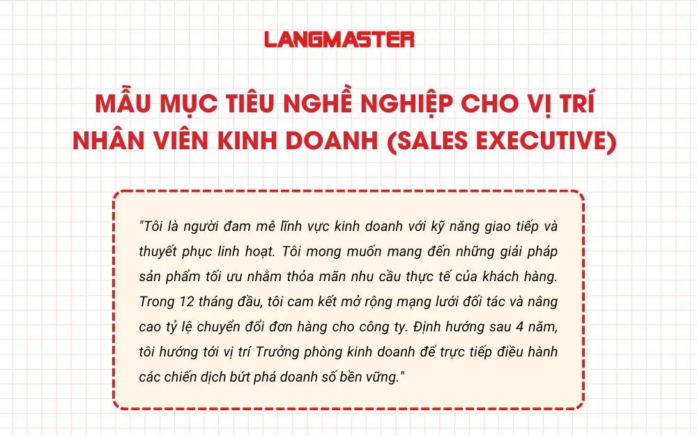 Mẫu mục tiêu nghề nghiệp chuyên nghiệp cho Sales Executive