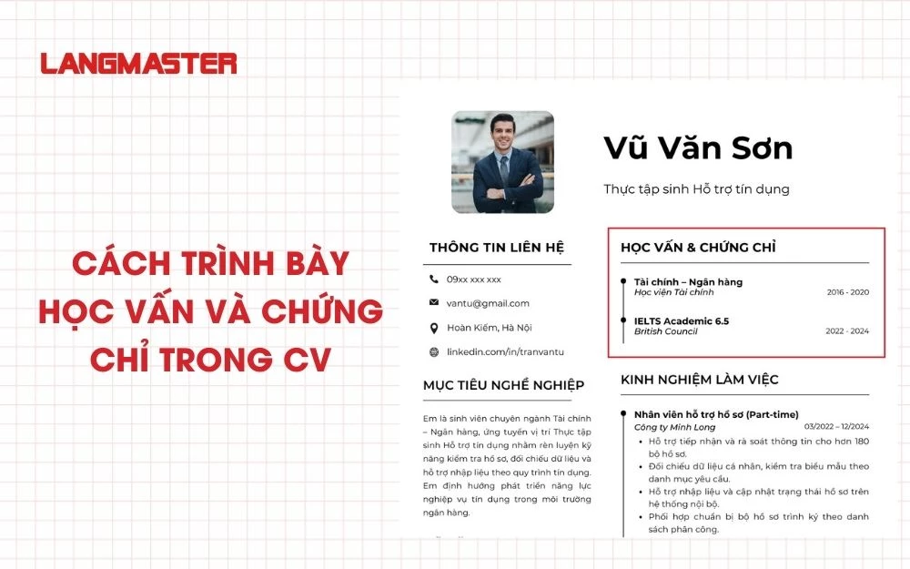 Mẫu trình bày học vấn và chứng chỉ chỉn chu và chuẩn mực