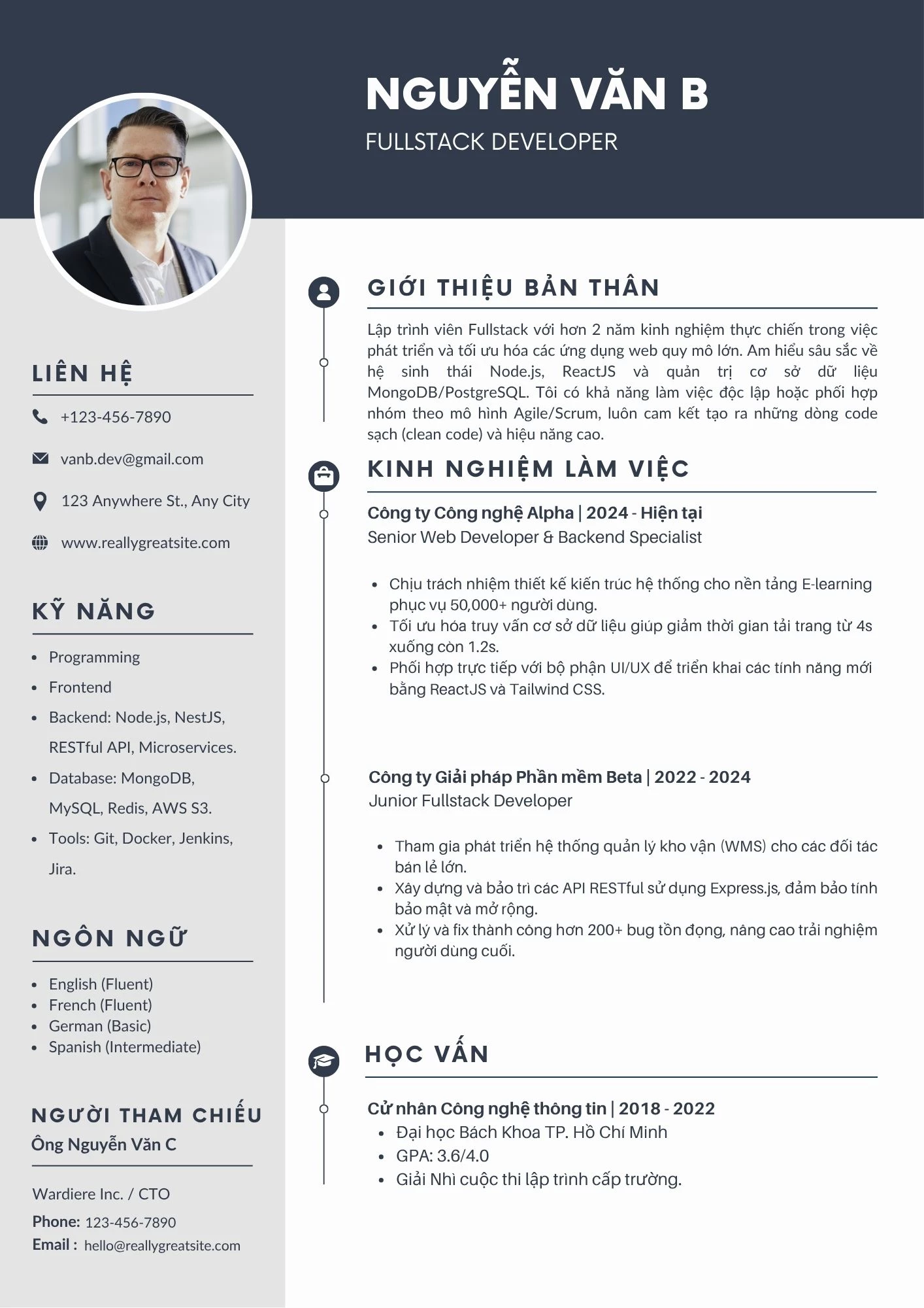 Mẫu CV IT cho người có 1-3 năm kinh nghiệm