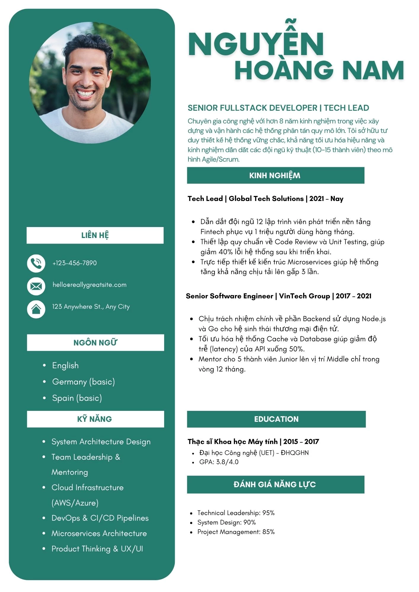 Mẫu CV IT cho Senior Developer và Tech Lead