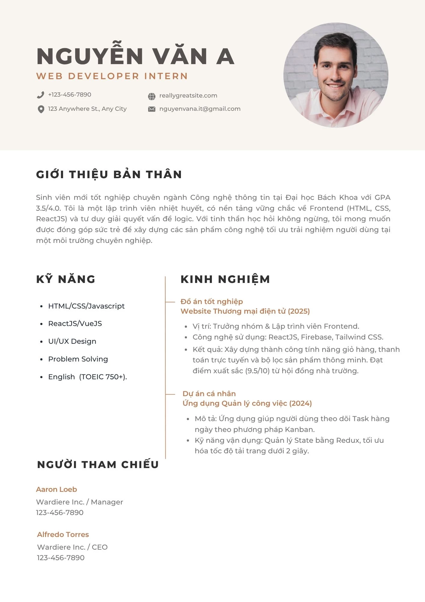 Mẫu CV IT cho sinh viên mới ra trường