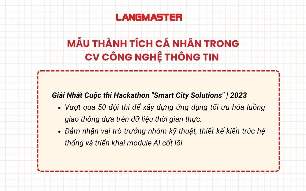 Mẫu thành tích cá nhân trong CV công nghệ thông tin