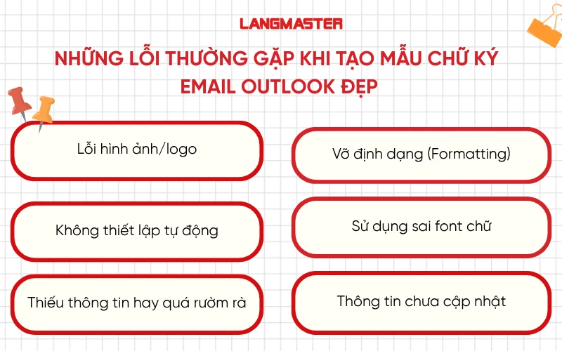Những lỗi thường gặp khi tạo mẫu chữ ký email outlook đẹp