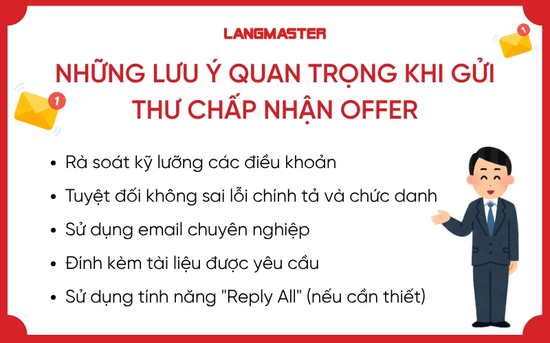 Những lưu ý quan trọng khi gửi thư chấp nhận offer