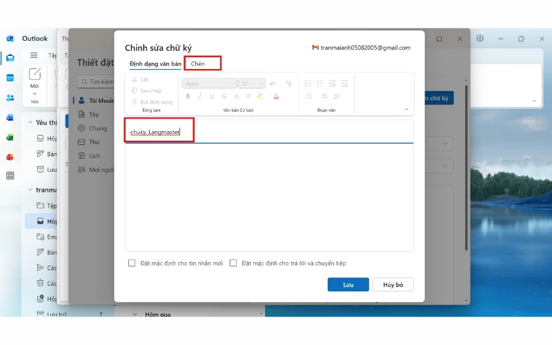 Tạo và chỉnh sửa chữ ký