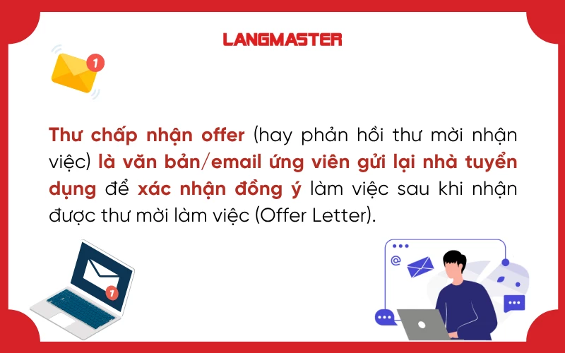 Thư chấp nhận offer là email gửi nhà tuyển dụng để xác nhận đồng ý làm việc
