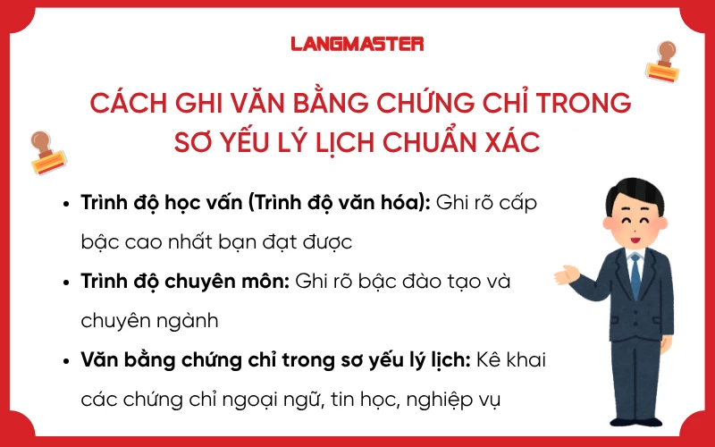 Cách ghi văn bằng chứng chỉ trong sơ yếu lý lịch